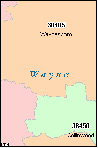 WAYNE County, TN ZIP Code Map