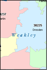 WEAKLEY County, TN ZIP Code Map