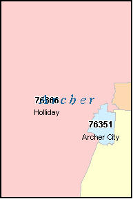 ARCHER County, TX ZIP Code Map
