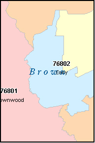 BROWN County, TX ZIP Code Map