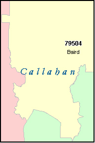 CALLAHAN County, TX ZIP Code Map