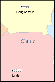 CASS County, TX ZIP Code Map