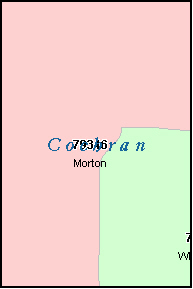 COCHRAN County, TX ZIP Code Map