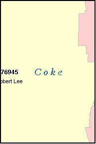 COKE County, TX ZIP Code Map