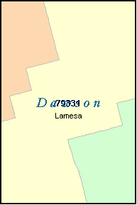 DAWSON County, TX ZIP Code Map