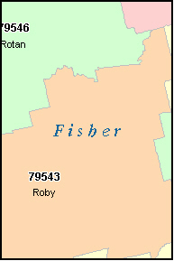 FISHER County, TX ZIP Code Map