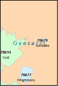 GONZALES County, TX ZIP Code Map