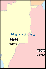 HARRISON County, TX ZIP Code Map