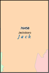 JACK County, TX ZIP Code Map