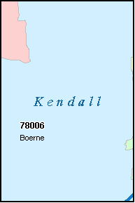 KENDALL County, TX ZIP Code Map