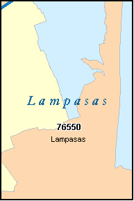 LAMPASAS County, TX ZIP Code Map