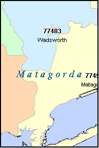 MATAGORDA County, TX ZIP Code Map