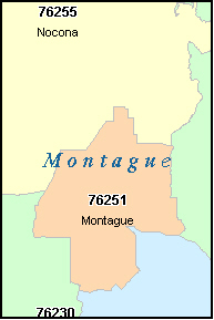 MONTAGUE County, TX ZIP Code Map