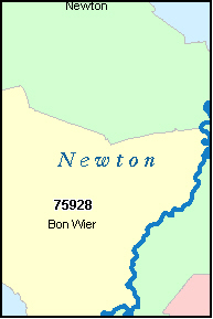 NEWTON County, TX ZIP Code Map