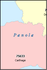PANOLA County, TX ZIP Code Map