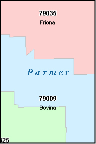 PARMER County, TX ZIP Code Map