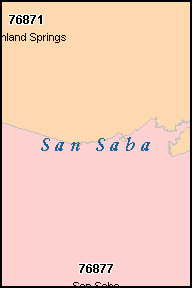SAN SABA County, TX ZIP Code Map