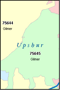 UPSHUR County, TX ZIP Code Map