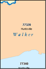 WALKER County, TX ZIP Code Map