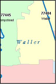WALLER County, TX ZIP Code Map