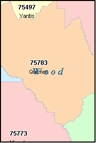 WOOD County, TX ZIP Code Map
