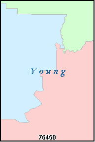 YOUNG County, TX ZIP Code Map