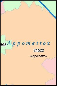 APPOMATTOX County, Virginia Digital ZIP Code Map