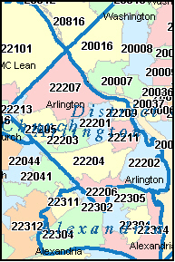 ARLINGTON Virginia, VA ZIP Code Map Downloads