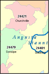 AUGUSTA County, VA ZIP Code Map