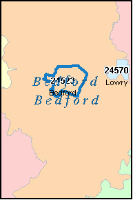 BEDFORD County, VA ZIP Code Map