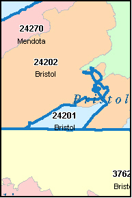 BRISTOL County, VA ZIP Code Map