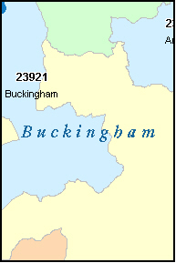 BUCKINGHAM County, VA ZIP Code Map