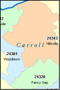 CARROLL County, VA ZIP Code Map