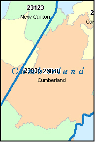 CUMBERLAND County, VA ZIP Code Map
