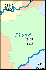 FLOYD County, VA ZIP Code Map