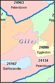 GILES County, VA ZIP Code Map