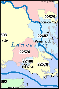 lancaster county map zip code va virginia codes