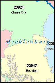 MECKLENBURG County, VA ZIP Code Map