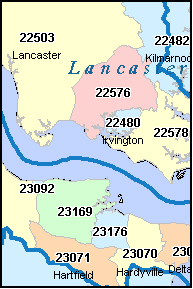 MIDDLESEX County, VA ZIP Code Map