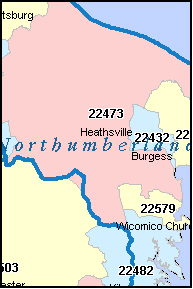 NORTHUMBERLAND County, VA ZIP Code Map