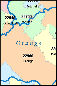 ORANGE County, Virginia Digital ZIP Code Map
