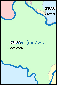 POWHATAN County, VA ZIP Code Map
