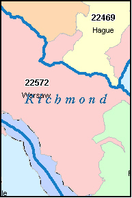 RICHMOND County, VA ZIP Code Map
