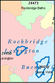ROCKBRIDGE County, VA ZIP Code Map