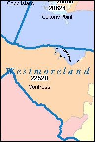 WESTMORELAND County, VA ZIP Code Map