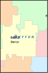 BARRON County, WI ZIP Code Map