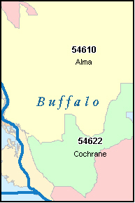 Buffalo County, Wisconsin ZIP Code Map