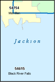 JACKSON County, WI ZIP Code Map