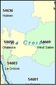 LA CROSSE County, WI ZIP Code Map