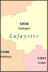 LAFAYETTE County, WI ZIP Code Map